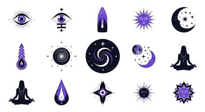 Mystical symbols and icons for astrology and spirituality