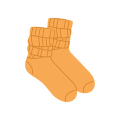 Warm orange socks with ribbed cuffs on a white isolated background vector illustration
