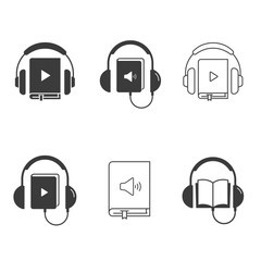 Audiobook icon set. Vector isolated illustration
