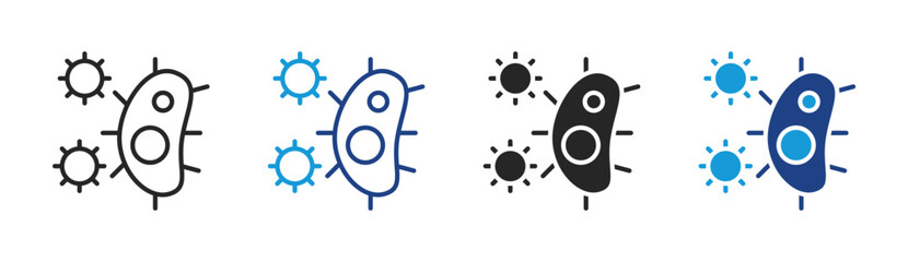 Virus icon set multiple style collection