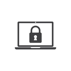 Data protection and cybersecurity concept with a laptop lock icon 