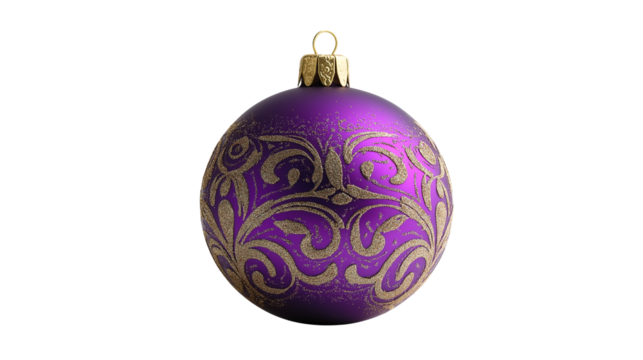 Purple  christmas ball isolated on white transparent background , png , xmas decoration for new year 