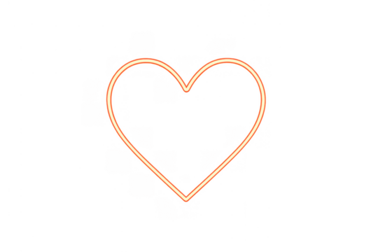 Glowing neon heart outline creating a vibrant symbol of love and romance on a transparent background