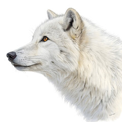 Arctic Wolf Portrait on transparent background