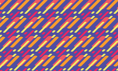 Colorful diagonal lines on purple background. Retro stripes abstract pattern. Vector seamless ornament for textile, fabric, interior, ceramic, wallpaper, paper decoration