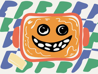 Fun Cartoon Casserole Dish Illustration