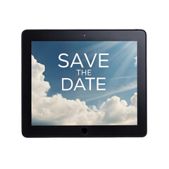 Save The Date Tablet Announcement on transparent background