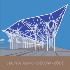 Centrum Tram Station Unicorn Stables
Illustration .  Poland City Ł&oacute;dź
