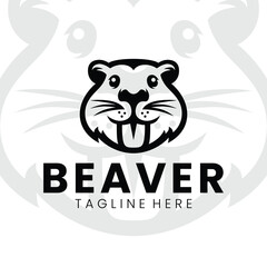 Simple Black and White Beaver Head Logo Design. Minimalist and Modern. Vector illustration