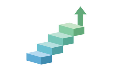 Fototapeta premium A visual representation of growth and progress, depicted as a series of ascending steps leading to an upwardpointing arrow