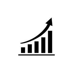 Black Growth Bar Graph Icon &ndash; Upward Arrow Vector for Business & Analytics