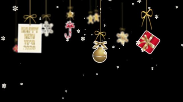 and banner design template. Happy new year 2026 and Merry Christmas. Golden and shiny Christmas elements and decorations.