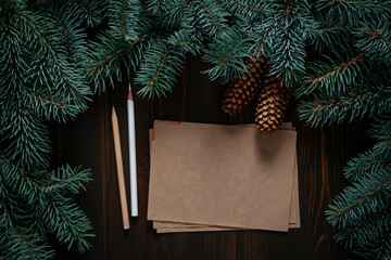 Blank Kraft Paper Card Pine Cones Frame