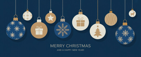 Elegant Christmas ornaments hanging vector illustration for festive season perfect for greeting cards and holiday designs