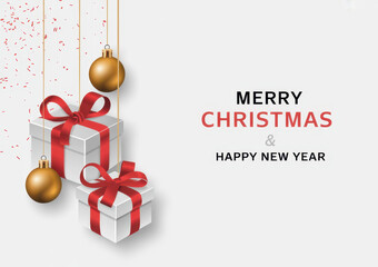 Festive Christmas gifts with red ribbons and gold ornaments a holiday vector illustration for seasonal greetings and celebrations