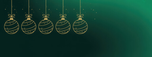Elegant Christmas ornament illustration golden line art on a green background perfect for holiday season designs