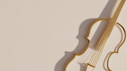 Golden violin silhouette whispering minimalist symphony, echoing World Art Day and Craftsmanship Appreciation Week in ethereal elegance