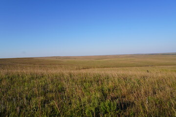 Kansas Prairie under blue sky