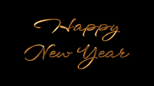 Happy New Year greeting image with glittering gold letters on black background, festive Happy New Year greeting card elements.
Happy New Year season concept with sparkling holiday cheer.
