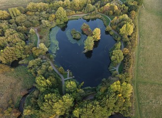 Aerial photo at Mouldon Hill country park, Swindon, UK