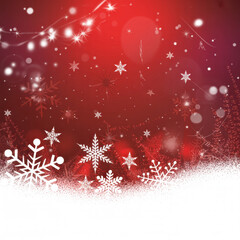 Snowflakes falling on a red background winter holiday illustration festive design for Christmas and New Years celebrations