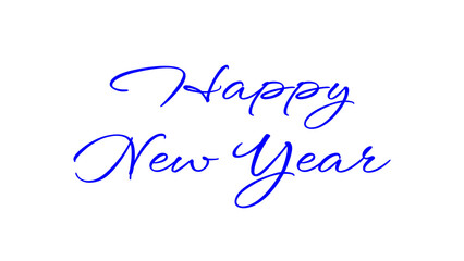 Happy New Year greeting image with Blue letters on a white background, festive New Year greeting card elements.
Happy New Year season concept with sparkling holiday cheer.