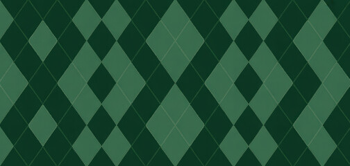 Classic argyle pattern seamless vector design in shades of green for textile and background use