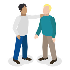 3D Isometric Flat Vector Set of Greeting Gestures, Friends or Colleagues Greet Each Other. Item 2