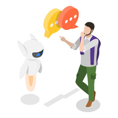 3D Isometric Flat Vector Illustration of Prompt Engineering, AI Technologies. Item 1