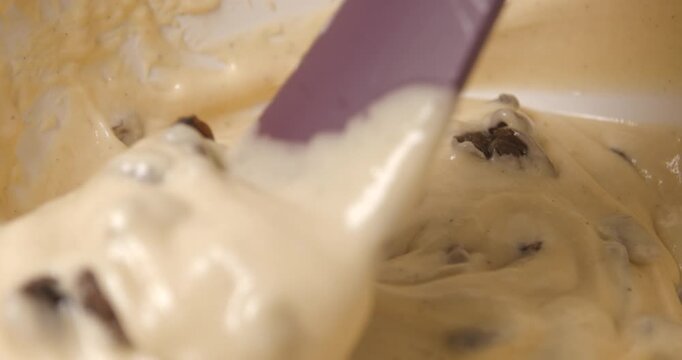 Pastry preparation close up slow motion