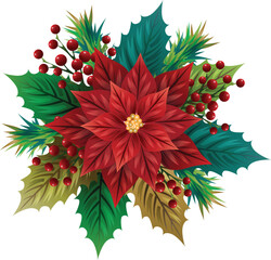 Christmas Poinsettia decoration leaves and berry