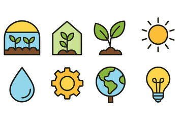 Environmental conservation flat icon set. Eco-friendly, nature, sustainability icons.