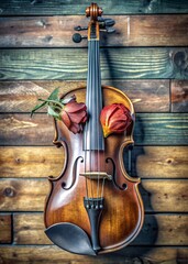 violin on a wooden background