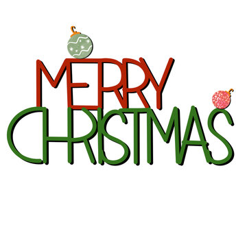 Merry Christmas Text Clipart Illustration 