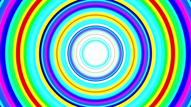 Colorful Hypnotic Tunnel Loop &ndash; Abstract Rainbow Circles Animation Background