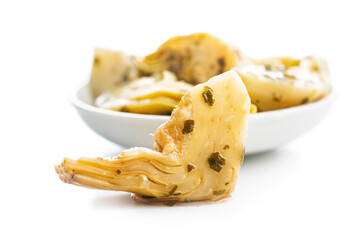 Pickled artichoke isolated on white background.