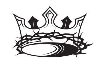 black royal crown with thorns isolated on white background