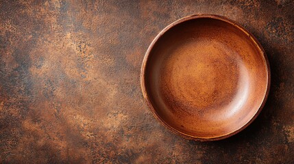Glazed clay background rustic terracotta ceramic bowl warm copper bronze tones handcrafted pottery surface natural texture overhead view artisan backdrop design