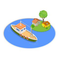 3D Isometric Flat Vector Illustration of Maritime Life , Sea Graphic Elements. Item 3