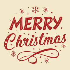 Merry Christmas Typography Vector | Festive Holiday Lettering Design | Christmas Card, Poster & Banner