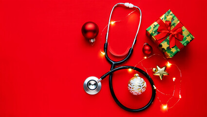 Stethoscope festive holiday medical care celebration christmas