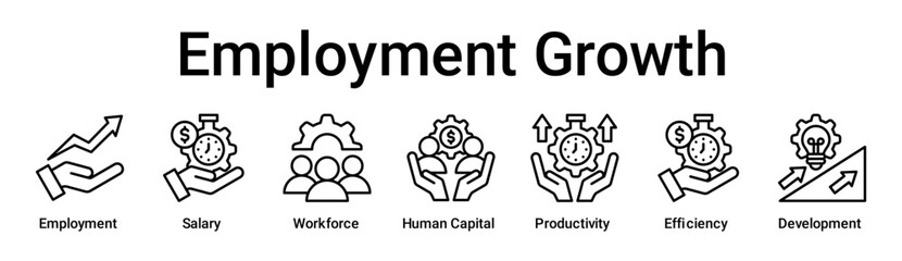 Employment Growth banner web icon vector illustration concept for business with icon of Employment, Salary, Workforce, Human Capital, Productivity, Efficiency.