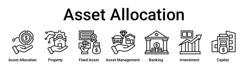 Asset Allocation banner web icon vector illustration concept for business with icon of Asset allocation, Property, Fixed Asset, Asset Management, Banking, Investment.