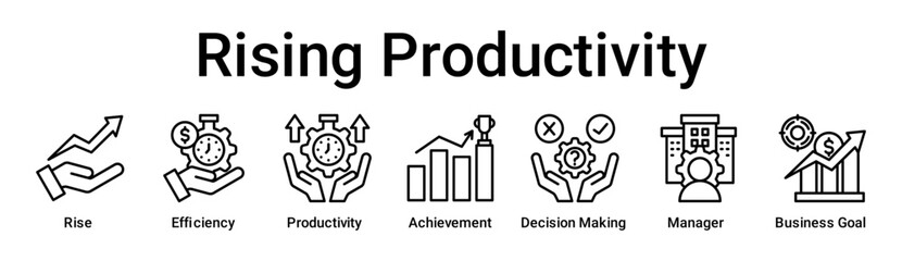 Rising Productivity banner web icon vector illustration concept for business with icon of Rise, Efficiency, Productivity, Achievement, Decision Making, Manager, Business.