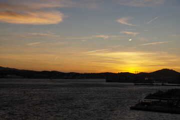 sunset over the river