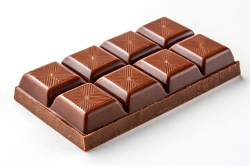 Obraz premium Chocolate Bar With Glossy, Detailed Squares Displayed on a Neutral Background