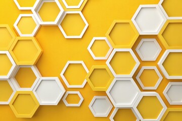 Decorative Hexagonal Shapes on a Bright Yellow Background for Modern Art