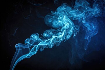 Fototapeta premium Blue Smoke Swirling Creatively Against a Dark Background
