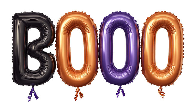 Halloween BOOO Celebration Balloons. Transparent Background