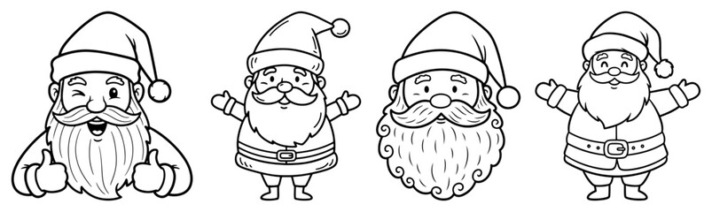 Santa Claus cartoon figures set – standing, waving and cheerful Christmas poses
